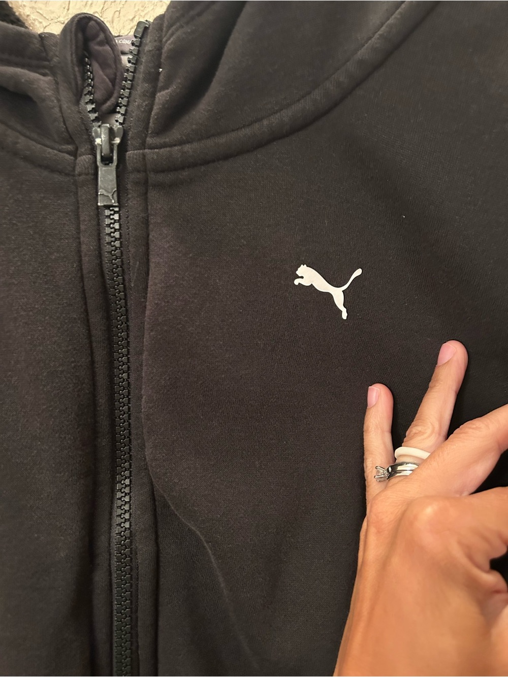 Puma Training Cropped Black Zip-Up Hoodie, size small
